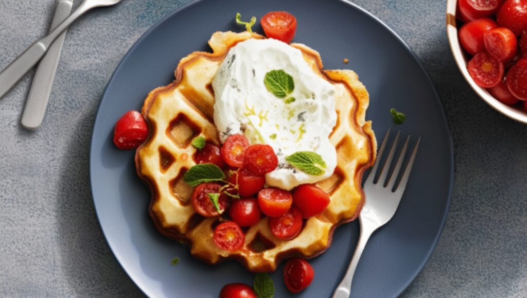 Parmesan Waffles with Lemon Ricotta & Tomatoes An Italian Twist