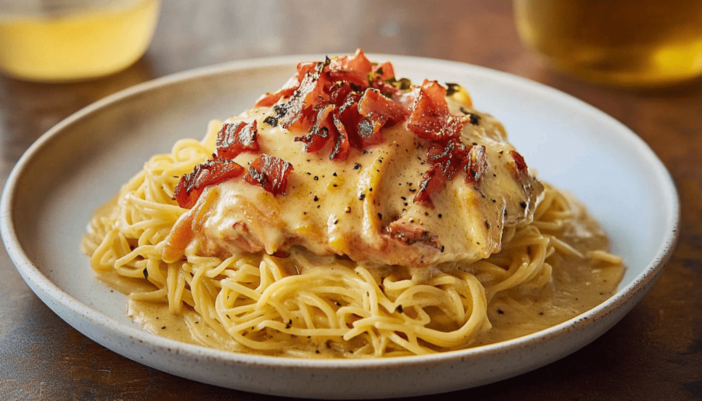 A delicious Marry Me Chicken dish plated with creamy sun-dried tomato sauce.