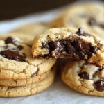 Close-up of freshly baked soft and chewy cookies on a tray