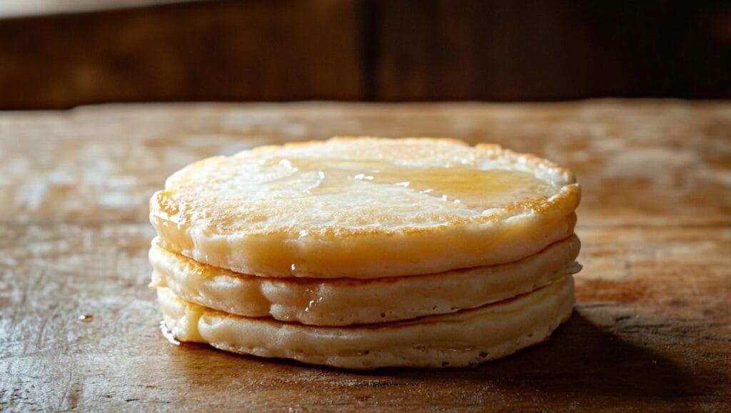 A stack of golden, fluffy kefir pancakes showcasing what kefir does in baking.